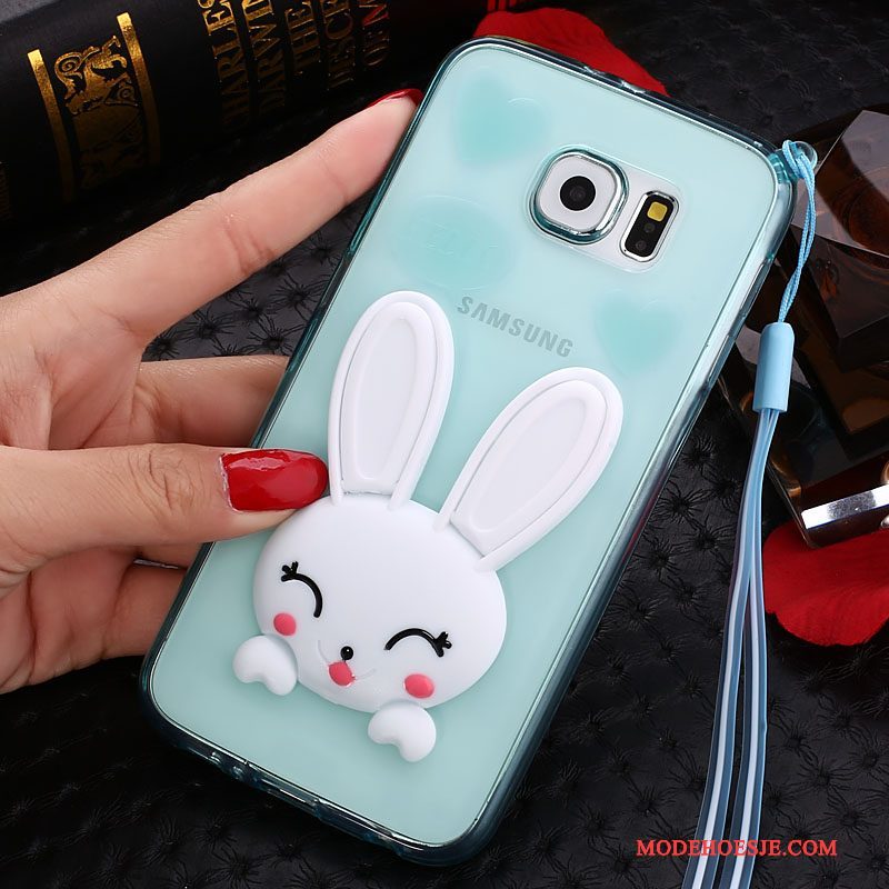 Hoesje Samsung Galaxy S6 Spotprent Doorzichtig Anti-fall, Hoes Samsung Galaxy S6 Siliconen Hanger Wit