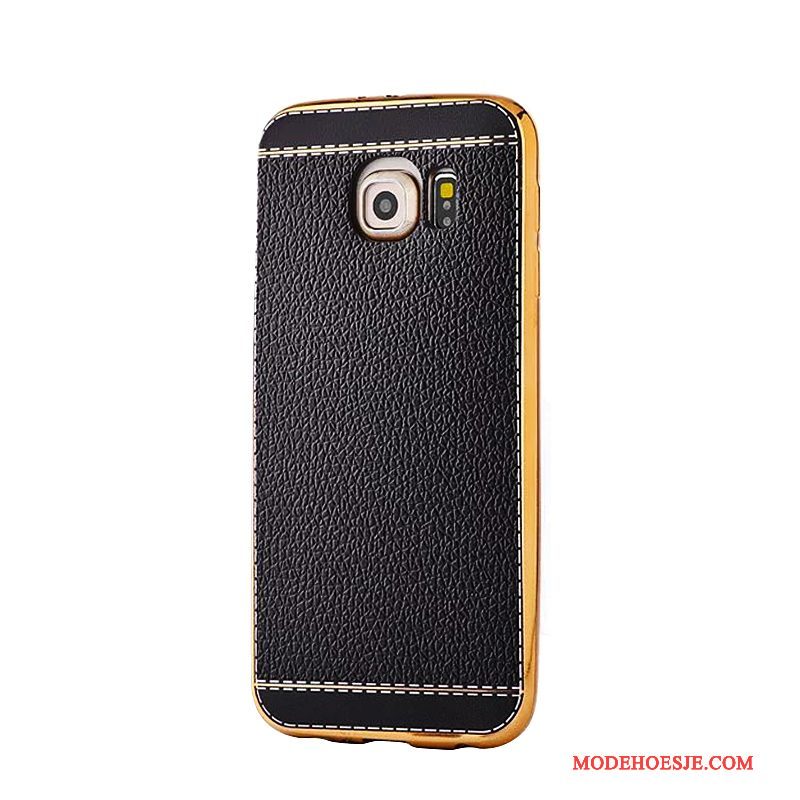 Hoesje Samsung Galaxy S6 Zacht Bedrijf Rood, Hoes Samsung Galaxy S6 Leer Plating Patroon