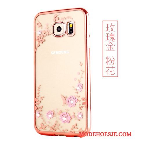 Hoesje Samsung Galaxy S6 Zacht Klittenband Ring, Hoes Samsung Galaxy S6 Bescherming Goudtelefoon