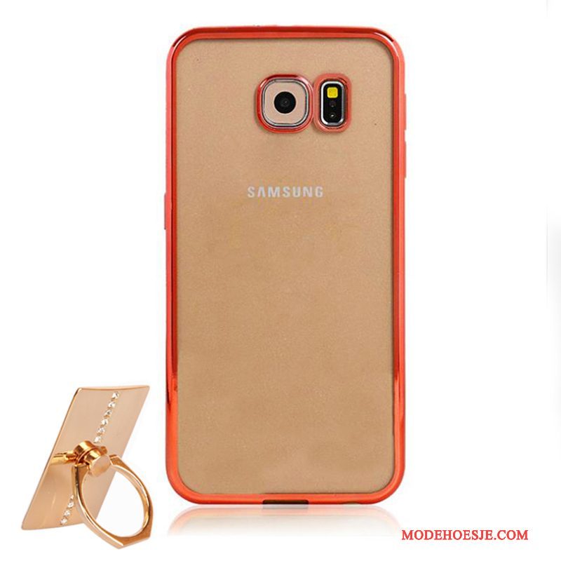 Hoesje Samsung Galaxy S6 Zacht Rood Doorzichtig, Hoes Samsung Galaxy S6 Siliconen