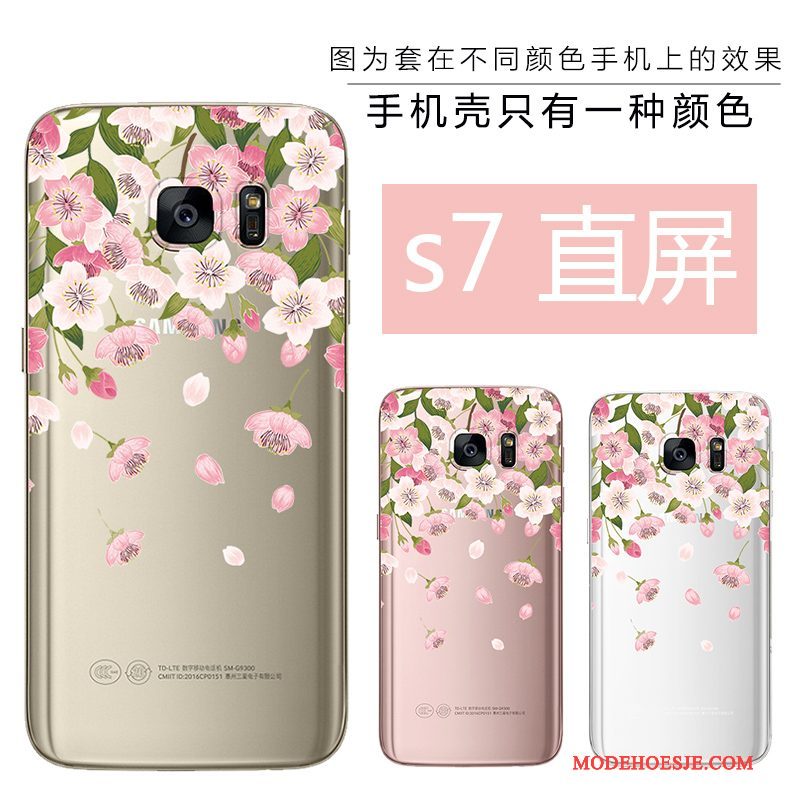 Hoesje Samsung Galaxy S7 Bescherming Roze Schoonheid, Hoes Samsung Galaxy S7 Reliëf Goud Anti-fall