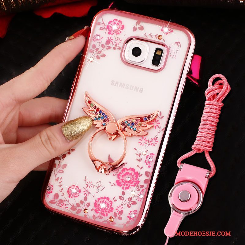 Hoesje Samsung Galaxy S7 Bescherming Telefoon Opknoping Nek, Hoes Samsung Galaxy S7 Anti-fall Roze