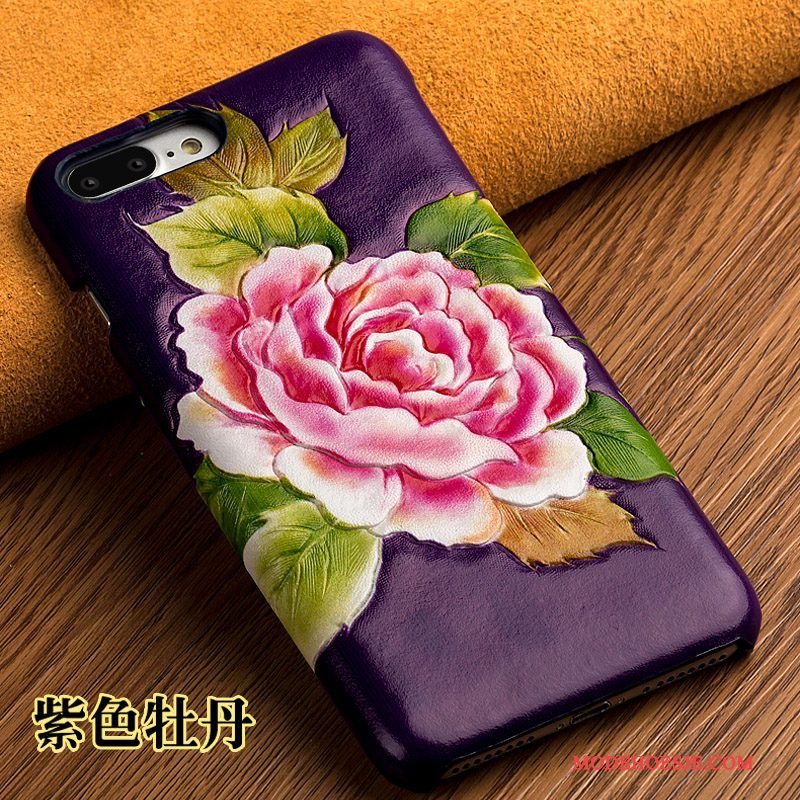 Hoesje Samsung Galaxy S7 Edge Bescherming Lelie Purper, Hoes Samsung Galaxy S7 Edge Leer Bloemen Achterklep