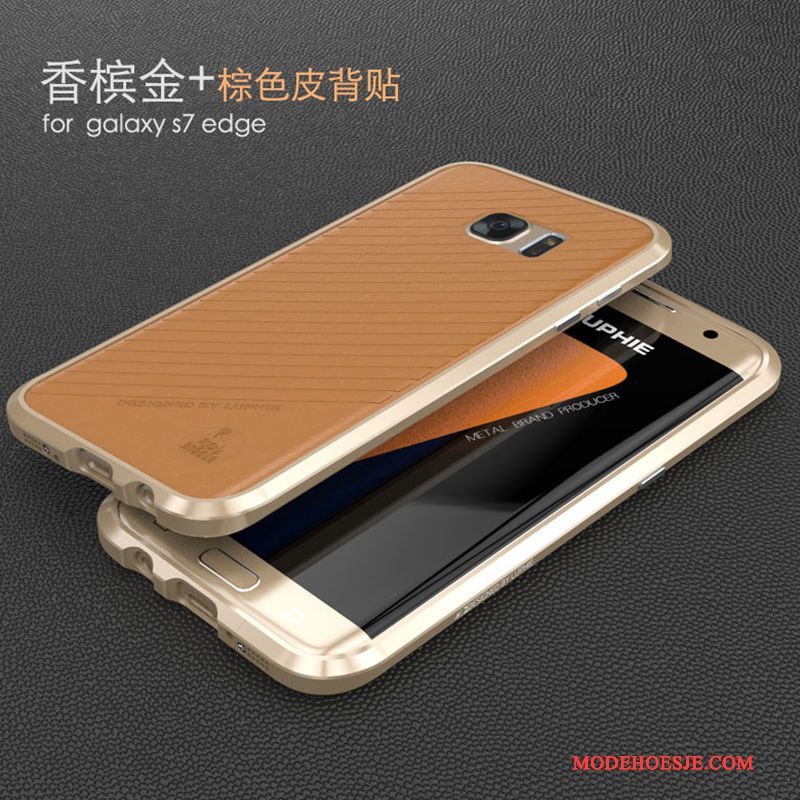 Hoesje Samsung Galaxy S7 Edge Metaal Dun Anti-fall, Hoes Samsung Galaxy S7 Edge Bescherming Zilver Wit