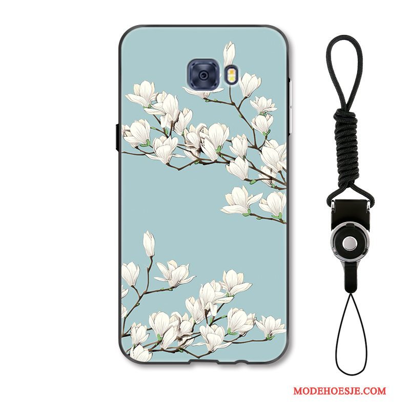 Hoesje Samsung Galaxy S7 Edge Mode Bloemen Kunst, Hoes Samsung Galaxy S7 Edge Bescherming Telefoon Blauw