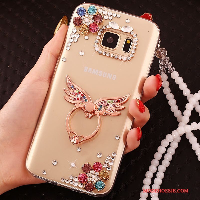 Hoesje Samsung Galaxy S7 Edge Ondersteuning Goudtelefoon, Hoes Samsung Galaxy S7 Edge Siliconen Ring Hanger