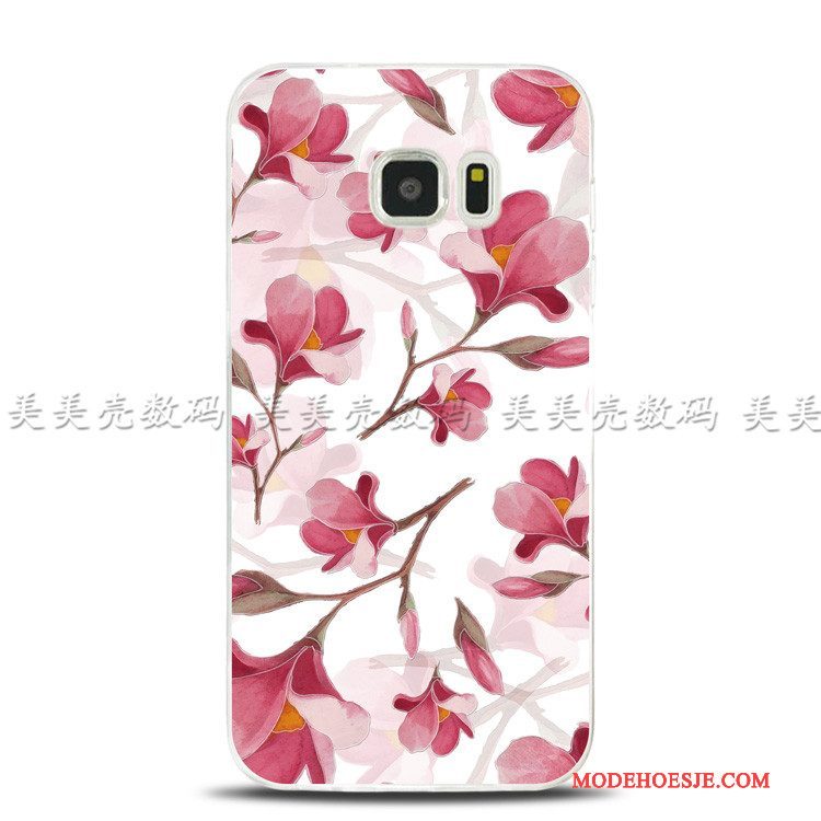 Hoesje Samsung Galaxy S7 Edge Ondersteuning Rozetelefoon, Hoes Samsung Galaxy S7 Edge Bescherming Bloemen Ring