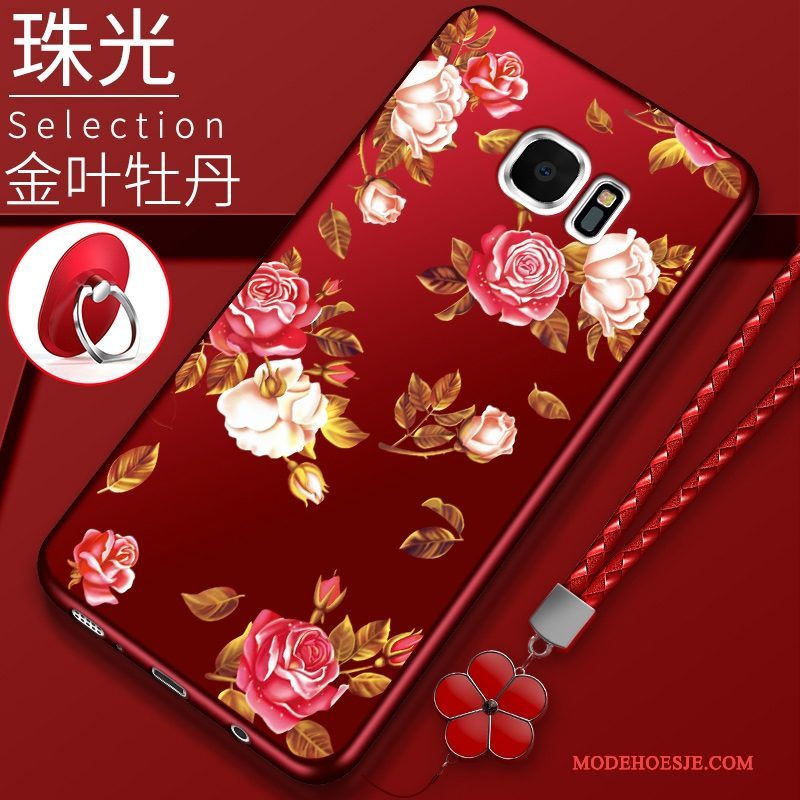 Hoesje Samsung Galaxy S7 Edge Siliconen Anti-fall Rood, Hoes Samsung Galaxy S7 Edge Bescherming Telefoon Trend