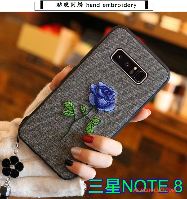 Hoesje Samsung Galaxy S7 Edge Siliconen Borduurwerk Trend, Hoes Samsung Galaxy S7 Edge Zacht Telefoon Blauw