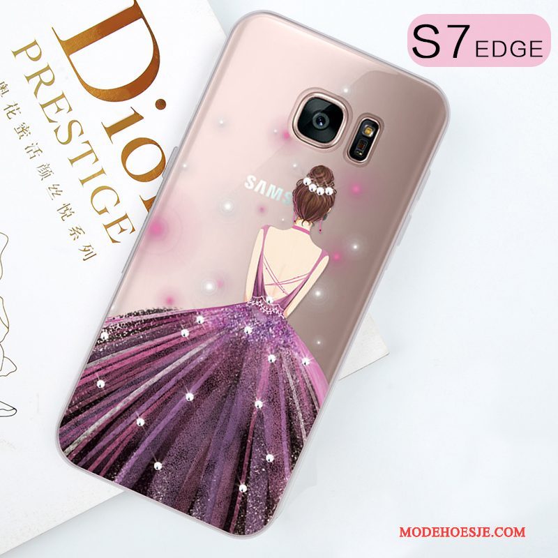 Hoesje Samsung Galaxy S7 Edge Siliconen Mooietelefoon, Hoes Samsung Galaxy S7 Edge Zakken Trend Purper