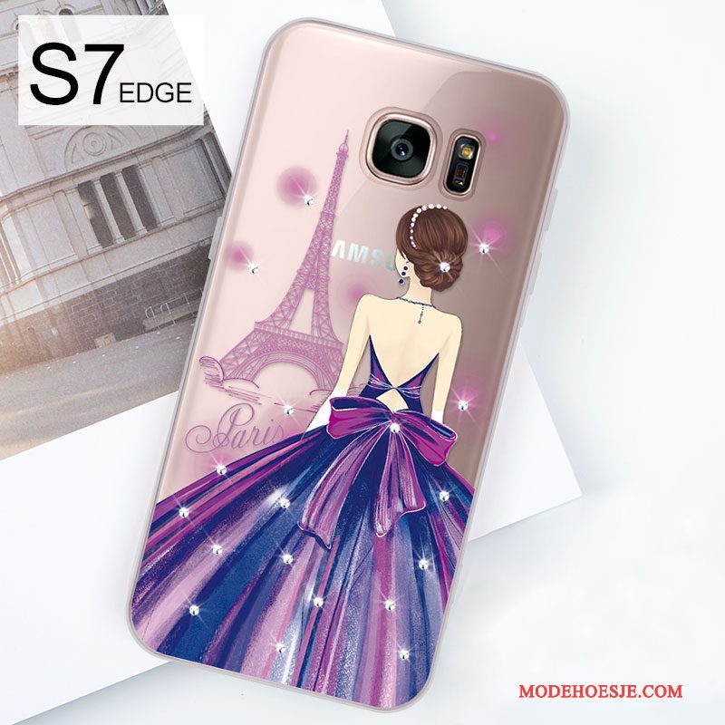 Hoesje Samsung Galaxy S7 Edge Siliconen Mooietelefoon, Hoes Samsung Galaxy S7 Edge Zakken Trend Purper