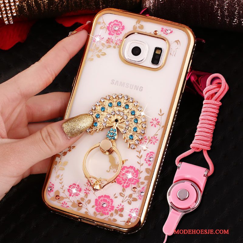 Hoesje Samsung Galaxy S7 Edge Strass Anti-fall Hanger, Hoes Samsung Galaxy S7 Edge Bescherming Ring Roze