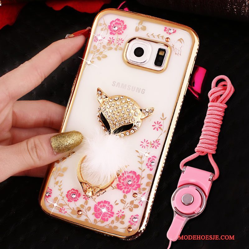 Hoesje Samsung Galaxy S7 Edge Strass Anti-fall Hanger, Hoes Samsung Galaxy S7 Edge Bescherming Ring Roze