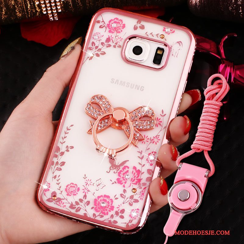 Hoesje Samsung Galaxy S7 Edge Strass Anti-fall Hanger, Hoes Samsung Galaxy S7 Edge Bescherming Ring Roze