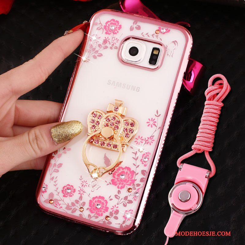 Hoesje Samsung Galaxy S7 Edge Strass Anti-fall Hanger, Hoes Samsung Galaxy S7 Edge Bescherming Ring Roze