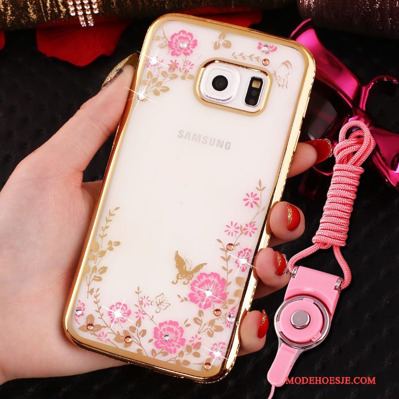 Hoesje Samsung Galaxy S7 Edge Strass Anti-fall Hanger, Hoes Samsung Galaxy S7 Edge Bescherming Ring Roze