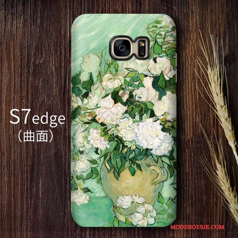 Hoesje Samsung Galaxy S7 Edge Vintage Blauw Sterrenhemel, Hoes Samsung Galaxy S7 Edge Bescherming Hoge Kunst