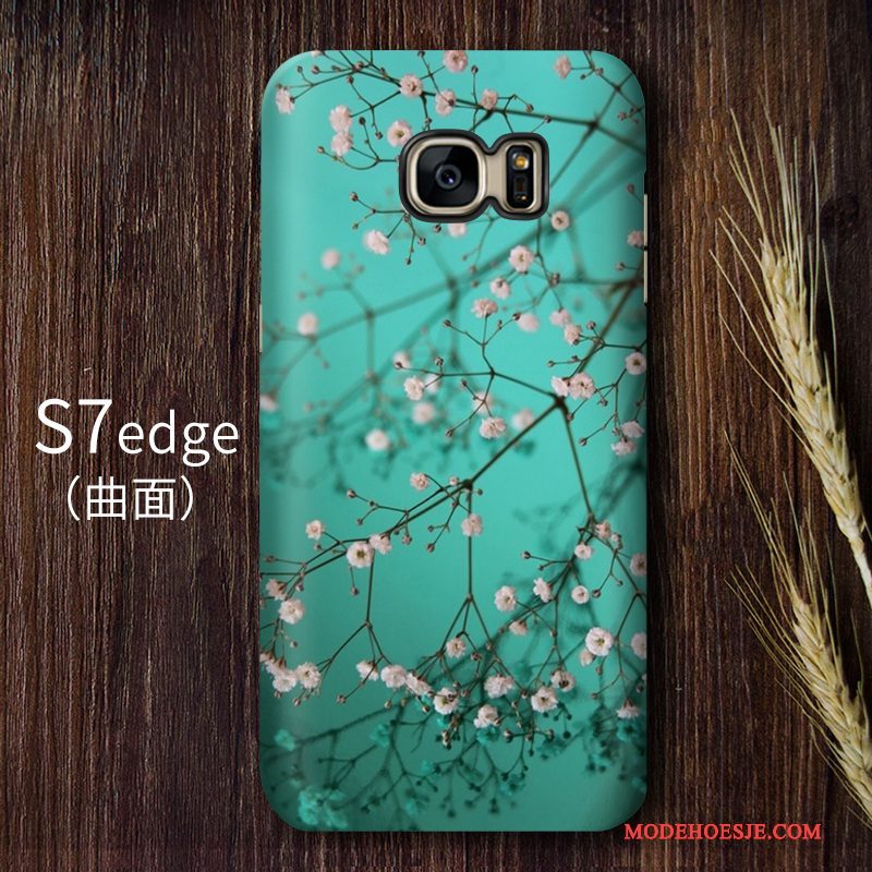 Hoesje Samsung Galaxy S7 Edge Vintage Blauw Sterrenhemel, Hoes Samsung Galaxy S7 Edge Bescherming Hoge Kunst