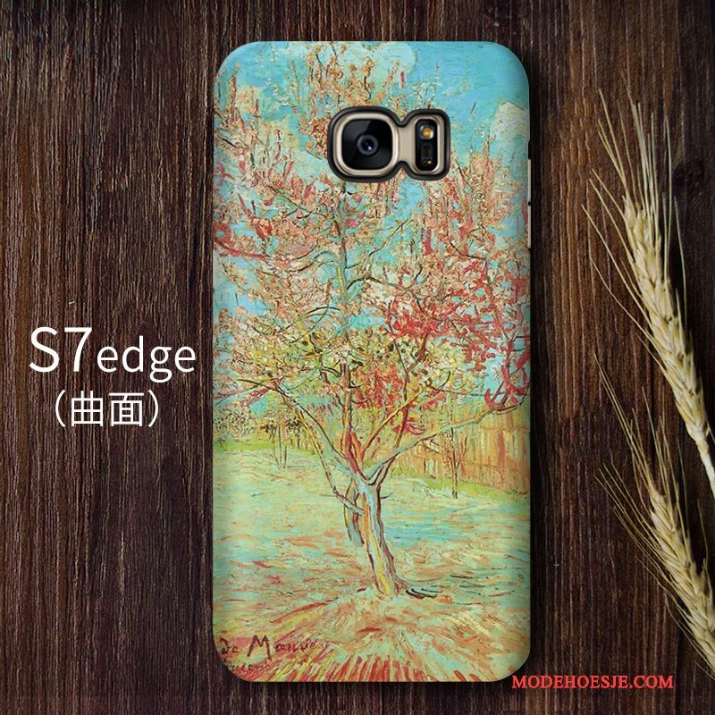 Hoesje Samsung Galaxy S7 Edge Vintage Blauw Sterrenhemel, Hoes Samsung Galaxy S7 Edge Bescherming Hoge Kunst