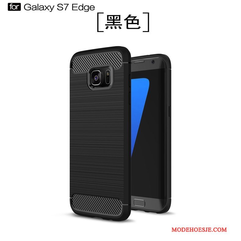 Hoesje Samsung Galaxy S7 Edge Zacht Anti-fall Fiber, Hoes Samsung Galaxy S7 Edge Bescherming Telefoon Groen