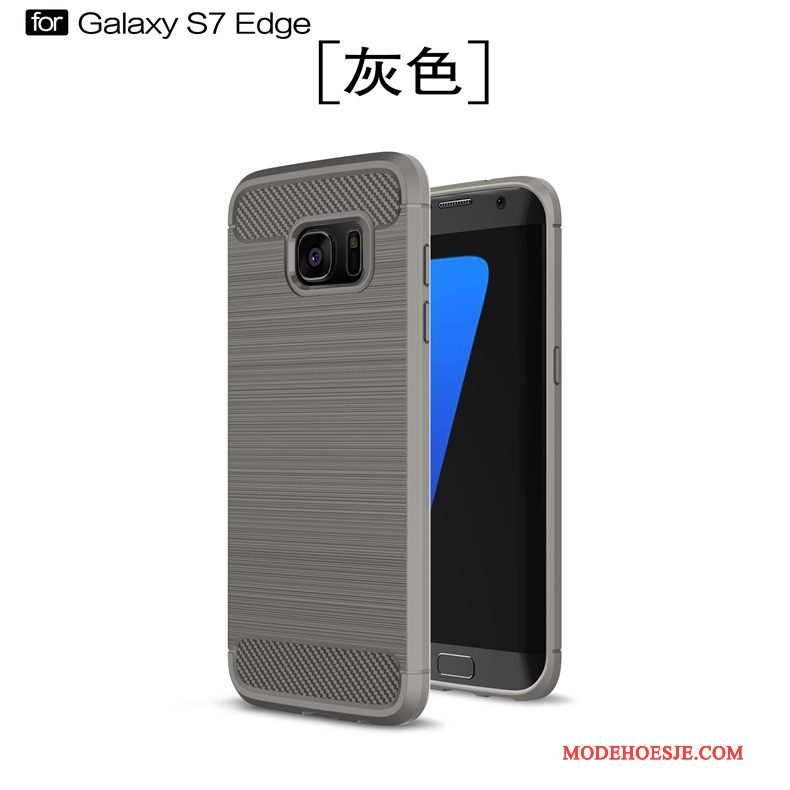 Hoesje Samsung Galaxy S7 Edge Zacht Anti-fall Fiber, Hoes Samsung Galaxy S7 Edge Bescherming Telefoon Groen