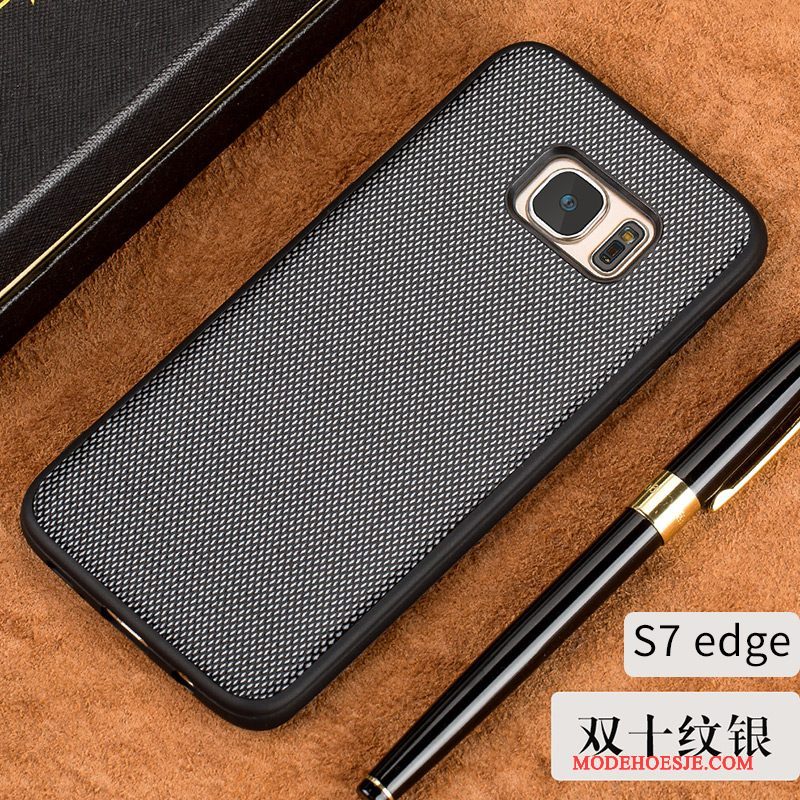 Hoesje Samsung Galaxy S7 Edge Zacht Hard Europa, Hoes Samsung Galaxy S7 Edge Zakken Zwart Zilver