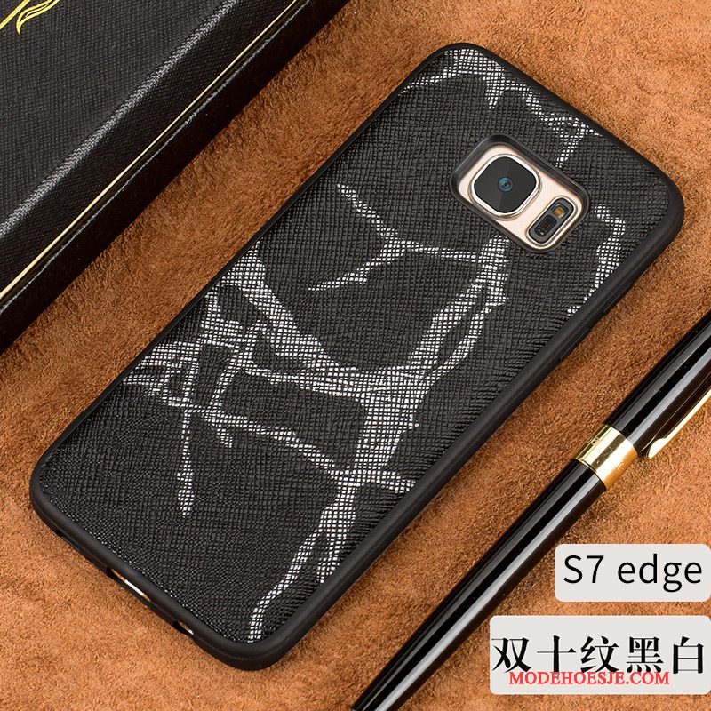 Hoesje Samsung Galaxy S7 Edge Zacht Hard Europa, Hoes Samsung Galaxy S7 Edge Zakken Zwart Zilver