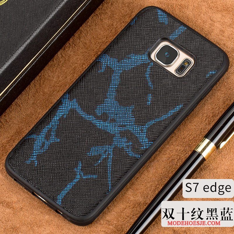 Hoesje Samsung Galaxy S7 Edge Zacht Hard Europa, Hoes Samsung Galaxy S7 Edge Zakken Zwart Zilver