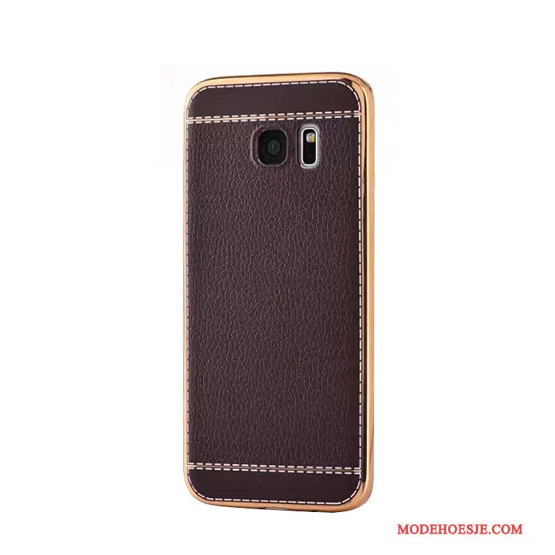 Hoesje Samsung Galaxy S7 Edge Zacht Plating Bedrijf, Hoes Samsung Galaxy S7 Edge Leer Patroontelefoon