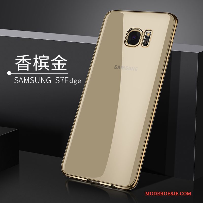 Hoesje Samsung Galaxy S7 Edge Zacht Telefoon Doorzichtig, Hoes Samsung Galaxy S7 Edge Siliconen Trend Goud