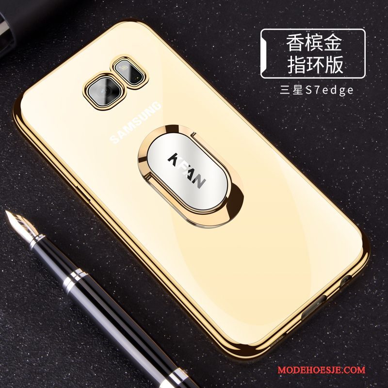 Hoesje Samsung Galaxy S7 Edge Zacht Telefoon Doorzichtig, Hoes Samsung Galaxy S7 Edge Siliconen Trend Goud