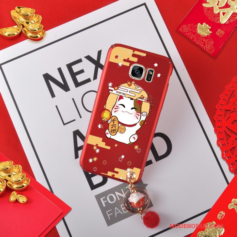 Hoesje Samsung Galaxy S7 Hanger Rood, Hoes Samsung Galaxy S7 Schrobben Kat