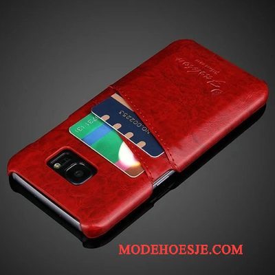 Hoesje Samsung Galaxy S7 Leer Kaarttelefoon, Hoes Samsung Galaxy S7 Bescherming Achterklep Oranje