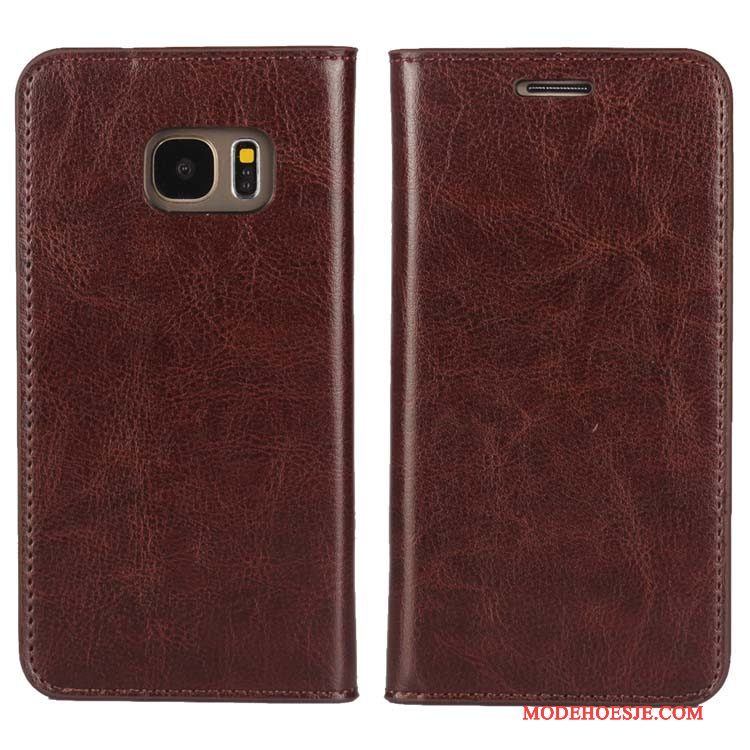 Hoesje Samsung Galaxy S7 Leer Zwarttelefoon, Hoes Samsung Galaxy S7 Bescherming
