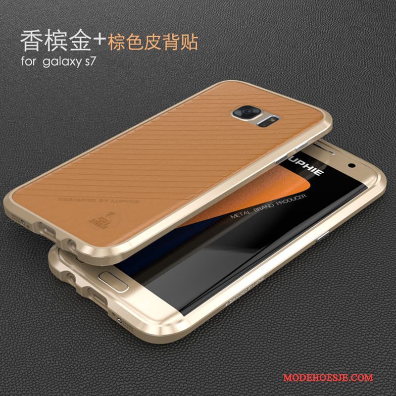 Hoesje Samsung Galaxy S7 Metaal Omlijsting Anti-fall, Hoes Samsung Galaxy S7 Bescherming Roodtelefoon