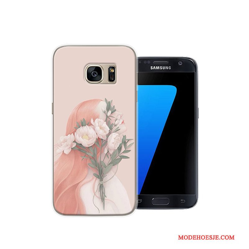 Hoesje Samsung Galaxy S7 Scheppend Persoonlijktelefoon, Hoes Samsung Galaxy S7 Bescherming Anti-fall Roze