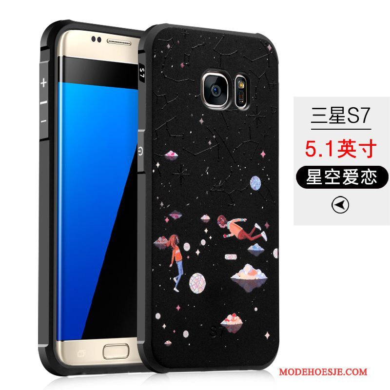 Hoesje Samsung Galaxy S7 Siliconen Anti-fall Zwart, Hoes Samsung Galaxy S7 Scheppend Schrobbentelefoon