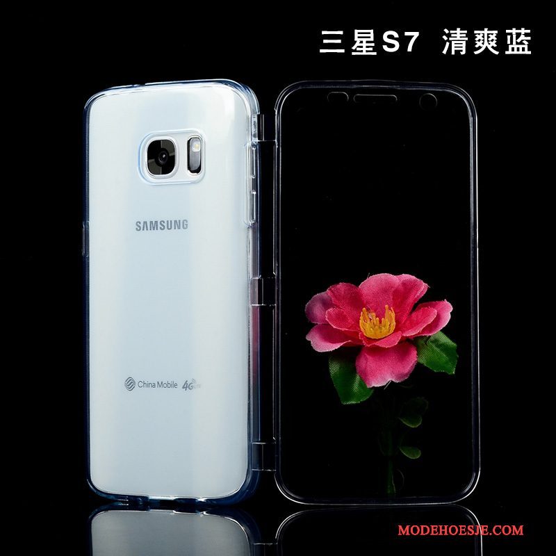 Hoesje Samsung Galaxy S7 Siliconen Anti-falltelefoon, Hoes Samsung Galaxy S7 Bescherming Doorzichtig Purper