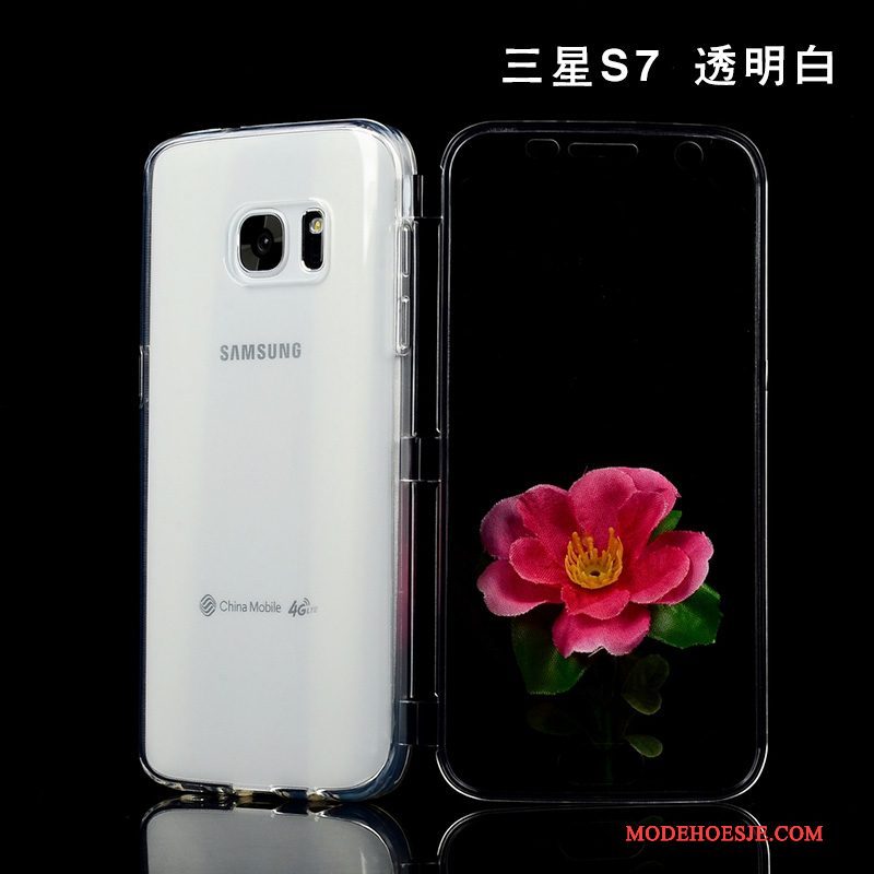 Hoesje Samsung Galaxy S7 Siliconen Anti-falltelefoon, Hoes Samsung Galaxy S7 Bescherming Doorzichtig Purper