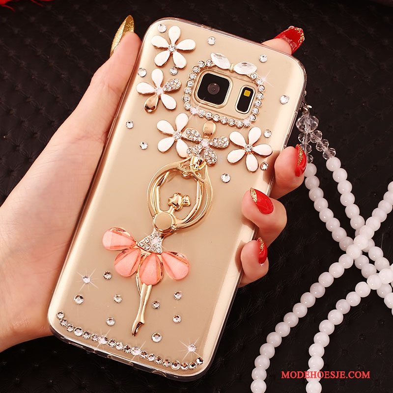 Hoesje Samsung Galaxy S7 Siliconen Hanger Ring, Hoes Samsung Galaxy S7 Zacht Telefoon Goud