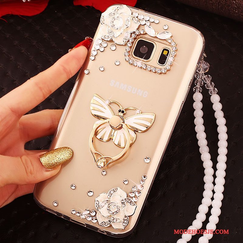 Hoesje Samsung Galaxy S7 Siliconen Hanger Ring, Hoes Samsung Galaxy S7 Zacht Telefoon Goud
