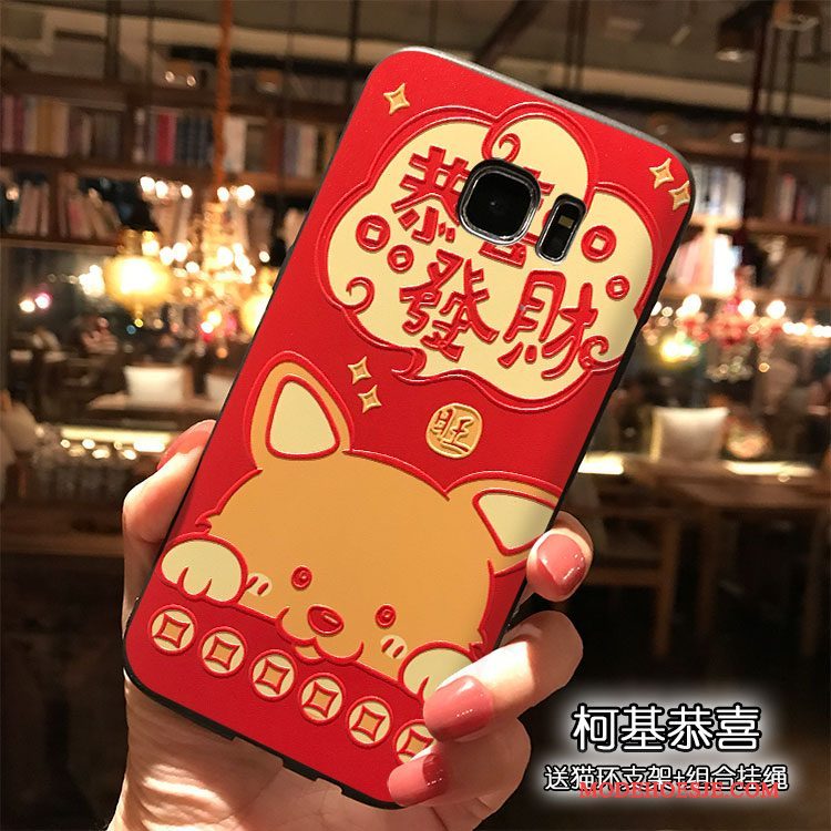 Hoesje Samsung Galaxy S7 Siliconen Mooietelefoon, Hoes Samsung Galaxy S7 Zakken Hanger Rood