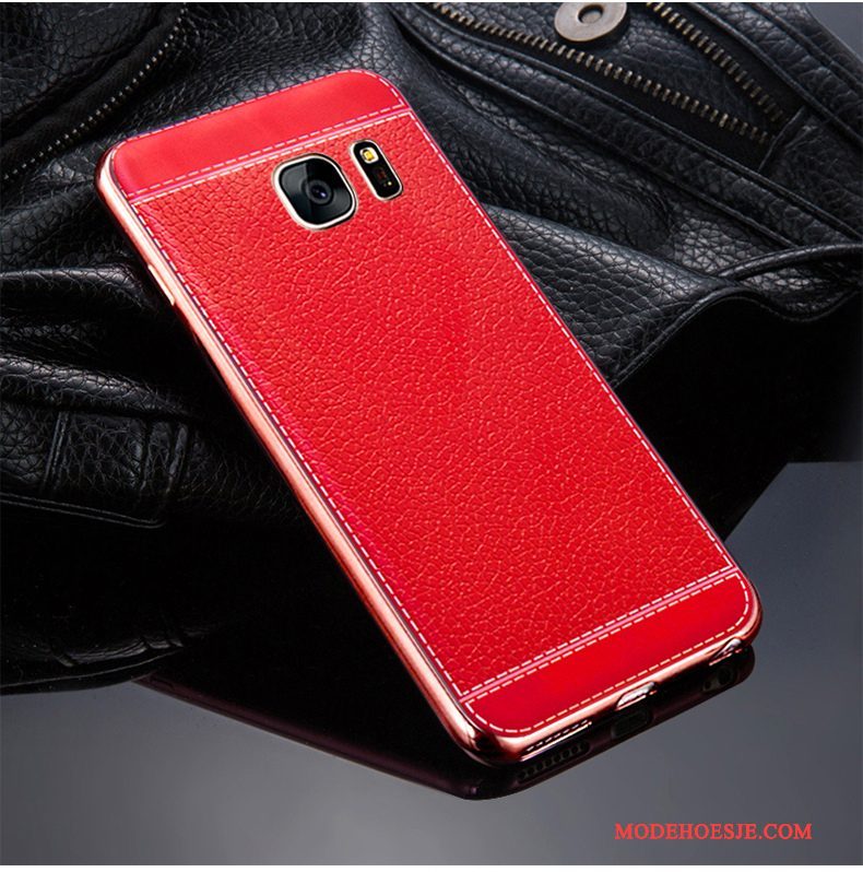 Hoesje Samsung Galaxy S7 Siliconen Rood Anti-fall, Hoes Samsung Galaxy S7 Bescherming Telefoon