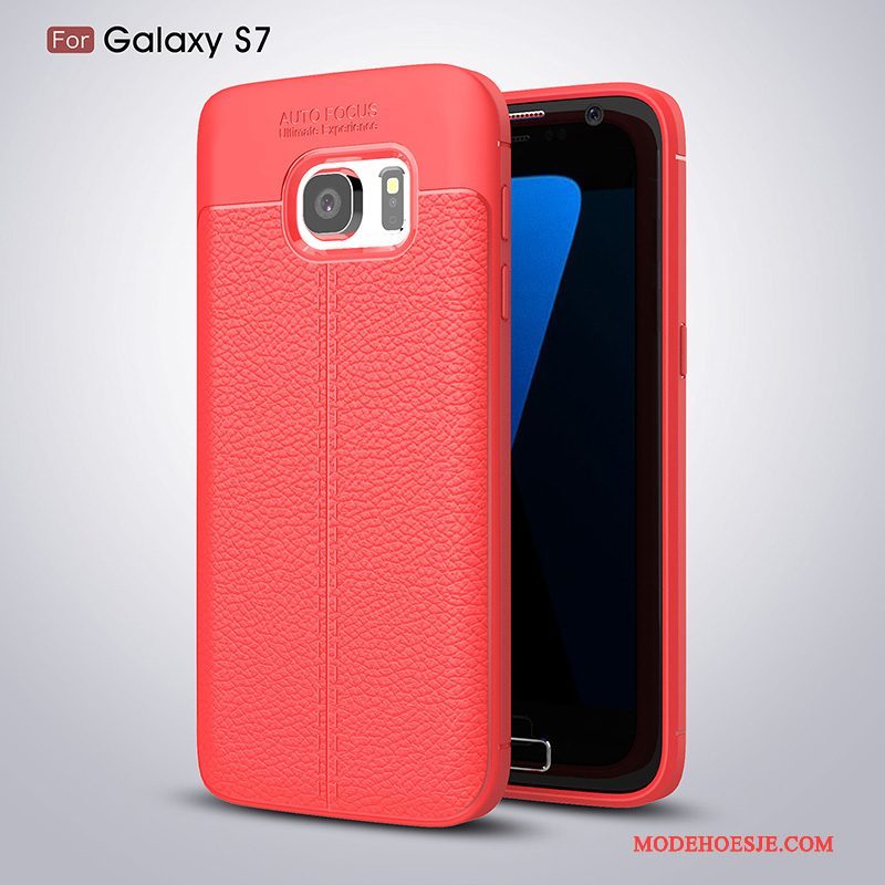 Hoesje Samsung Galaxy S7 Siliconen Rood Anti-fall, Hoes Samsung Galaxy S7 Zacht Persoonlijktelefoon