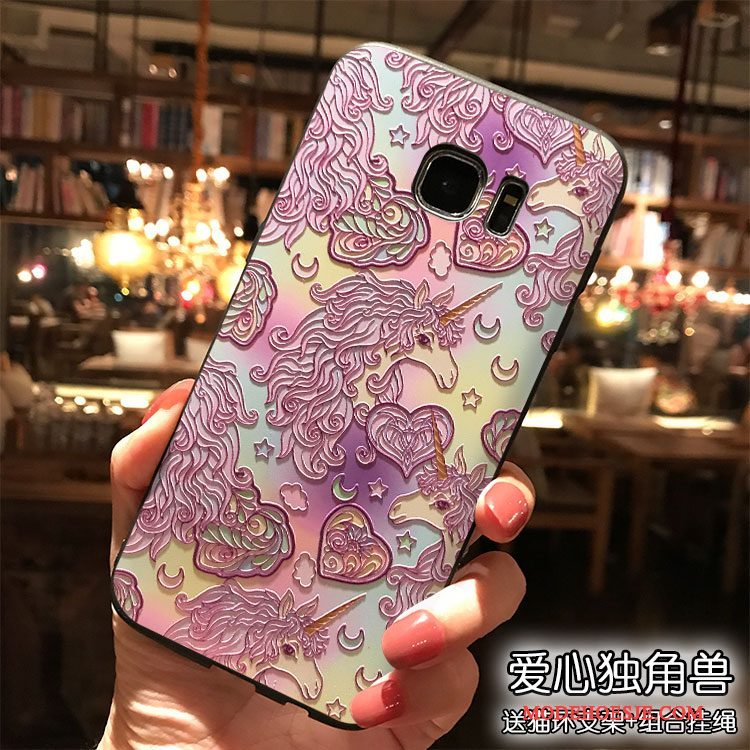 Hoesje Samsung Galaxy S7 Spotprent Telefoon Trend, Hoes Samsung Galaxy S7 Zakken Roze Hanger