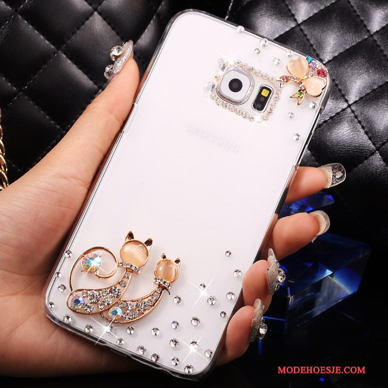 Hoesje Samsung Galaxy S7 Strass Doorzichtig Wit, Hoes Samsung Galaxy S7 Bescherming Dun