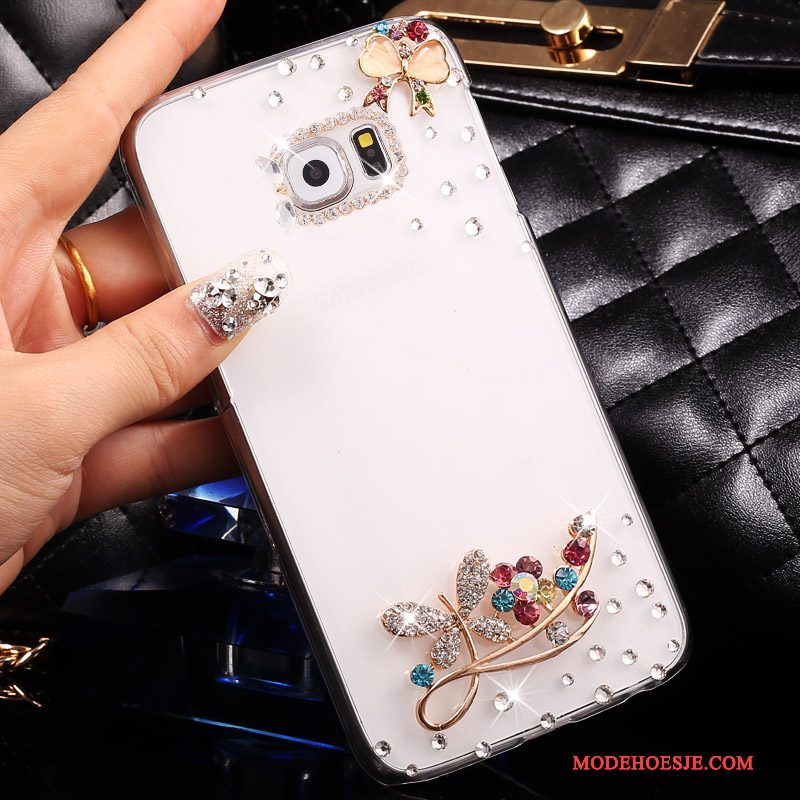 Hoesje Samsung Galaxy S7 Strass Doorzichtig Wit, Hoes Samsung Galaxy S7 Bescherming Dun