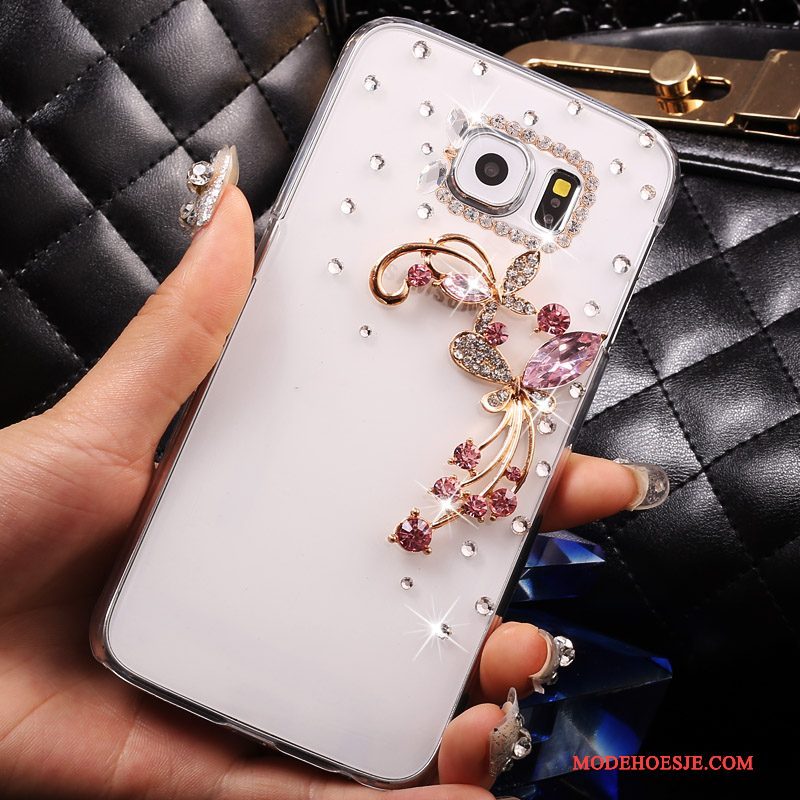 Hoesje Samsung Galaxy S7 Strass Doorzichtig Wit, Hoes Samsung Galaxy S7 Bescherming Dun