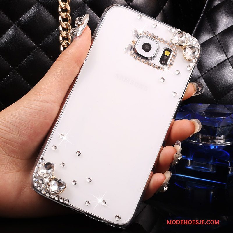 Hoesje Samsung Galaxy S7 Strass Doorzichtig Wit, Hoes Samsung Galaxy S7 Bescherming Dun