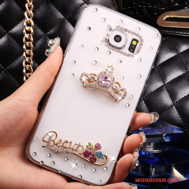 Hoesje Samsung Galaxy S7 Strass Doorzichtig Wit, Hoes Samsung Galaxy S7 Bescherming Dun